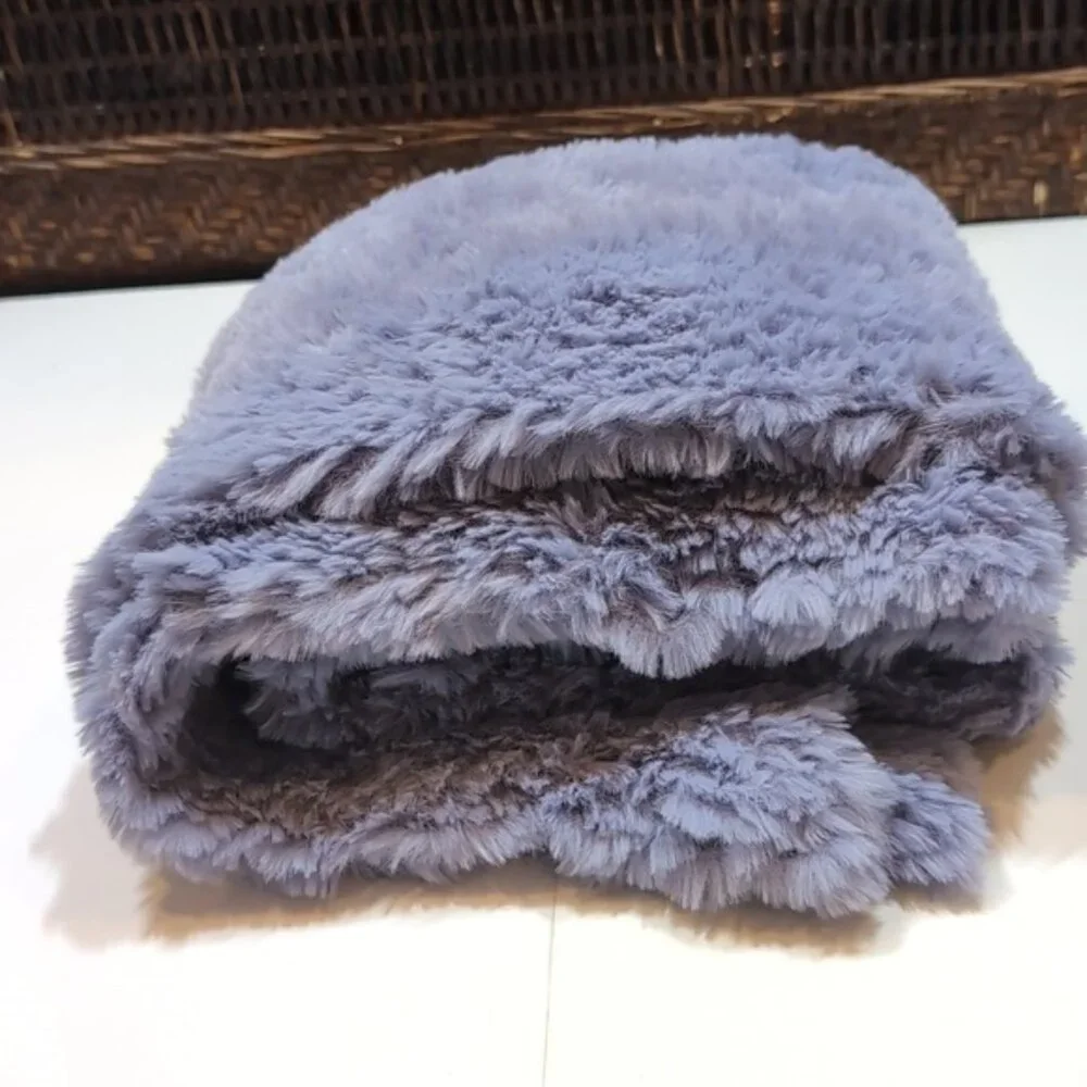 Bluenotes Plush Blue Scarf Long Faux Fur Winter Rectangular Periwinkle
